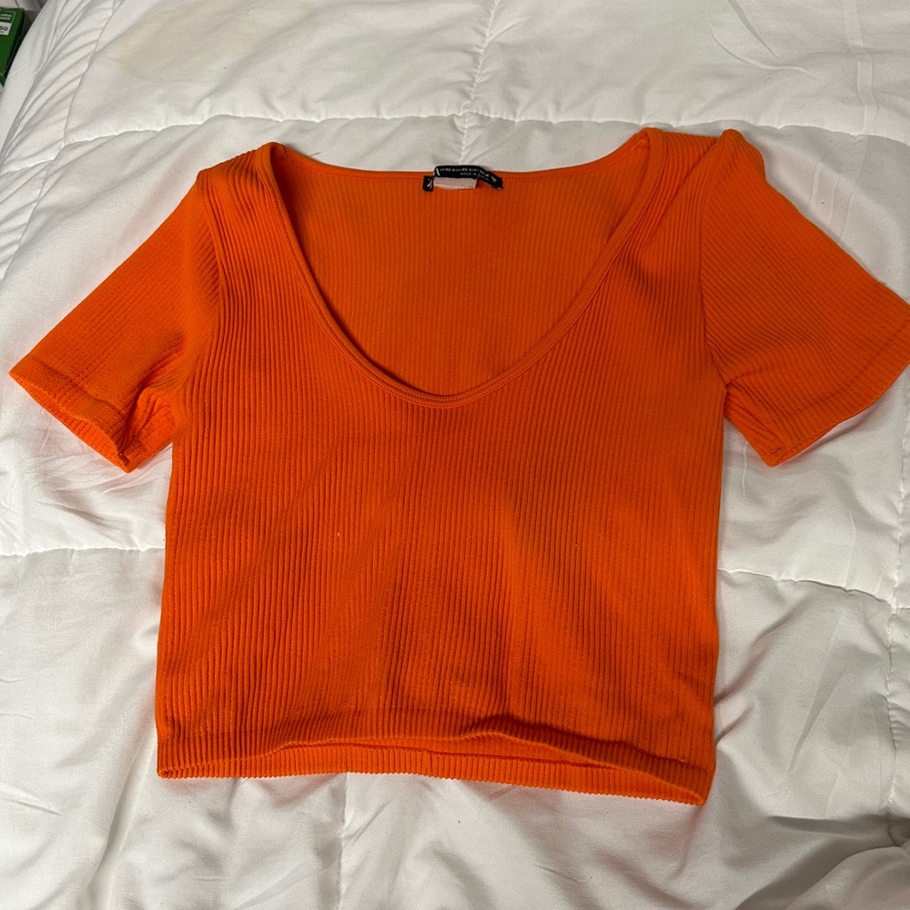 zara neon orange top